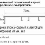 Алюмінієвий стельовий дворядний карниз з ламбрекеном
