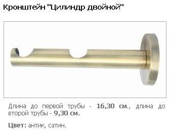 Кронштейн Циліндр подвійний для карнизу 19 мм.