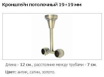 Стельовий кронштейн для карнизу 19 мм. + 19 мм.