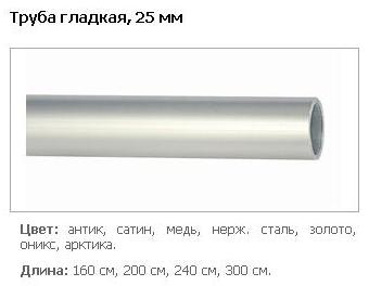 Труба для карнизу гладка, 25 мм