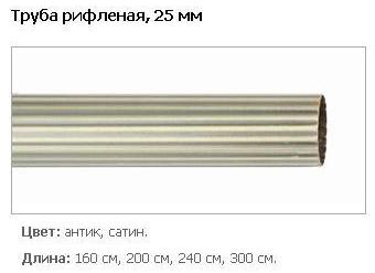 Труба для карнизу рифлена, 25 мм.